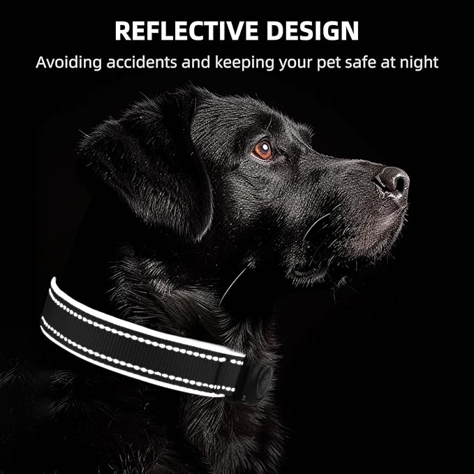 Airtag Dog Collar - 100% Waterproof Air tag Dog Collar Holder for Apple AirTag, Reflective, Soft Padded, Everlasting, GPS Dog Collar for Small Medium Large Dogs (Black, S)