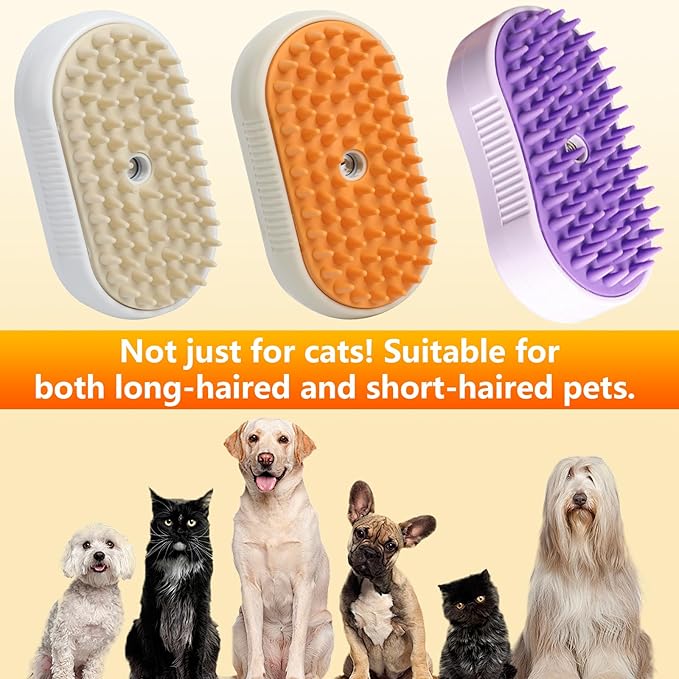 4 in 1 Cat Steam Brush for Shedding, Rechargeable Pet Steam Groomer Brush, Massage, Cleaning, Shedding & Combing Multifunctional Hair Removal Comb for Cats Dogs (White)