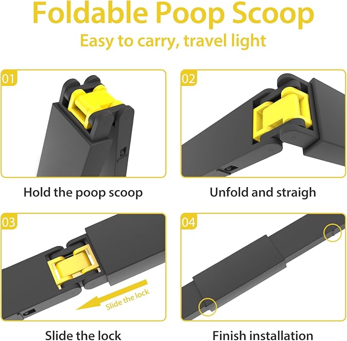 32" Heavy Duty Dog Pooper Scooper for Large Dogs, Extra Long Handle Foldable Poop Pick Up Tool with Durable Spring, Great for Yard, Lawns, Grass, Dirt, Gravel