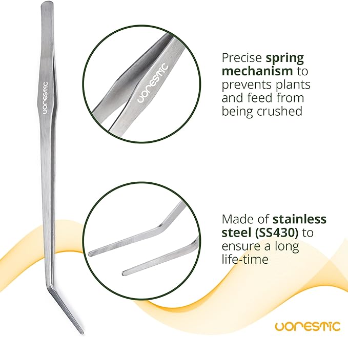 15 Inches Heavy Duty Reptile Feeding Tongs, Curved Aquarium Tweezers, Reptile Tongs, Fish Feeding Tongs, Reptile Feeding Tweezers, Long Tweezers for Aquarium and Terrarium