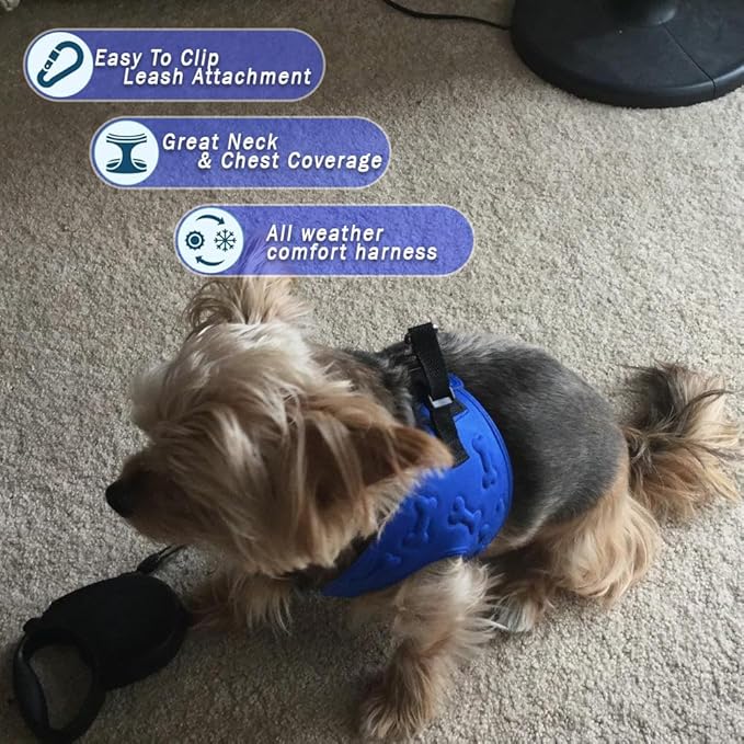 Comfort Fit Dog Harness No Pull with 2 Leash Clips Step in Harness for Small Sized Dogs Soft Padded Comfortable All Weather Dog Vest with Easy Control Adjustable Buckles for Dogs & Puppies – Blue XS