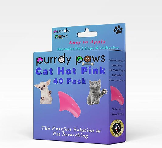 40 Pack Soft Nail Caps for Cat Claws HOT Pink Medium