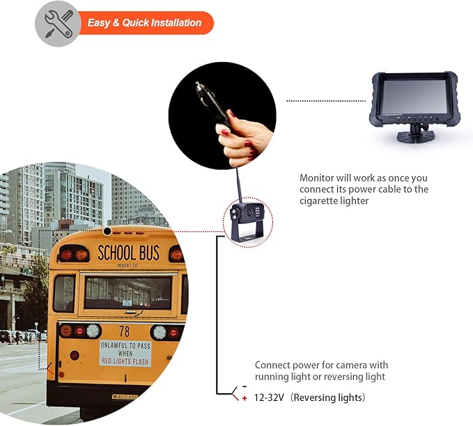 Digital Wireless Backup Camera System, 720P Reverse Camera Wireless with Infrared Night Vision and Wide Viewing Angles, 7 inch Wireless Monitor Split Screen for Trailer, RVs, Camper, 5th Wheel, etc