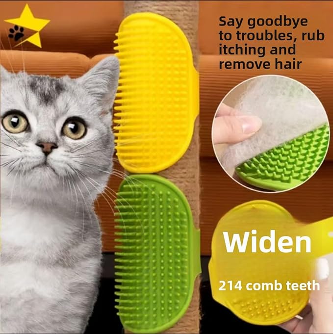 4PCS cat self groomer,cat brushes for indoor cats,Adjustable silicone self-cleaning massage tool for scratching, bathing, massaging, cleaning hair for cats and dogs