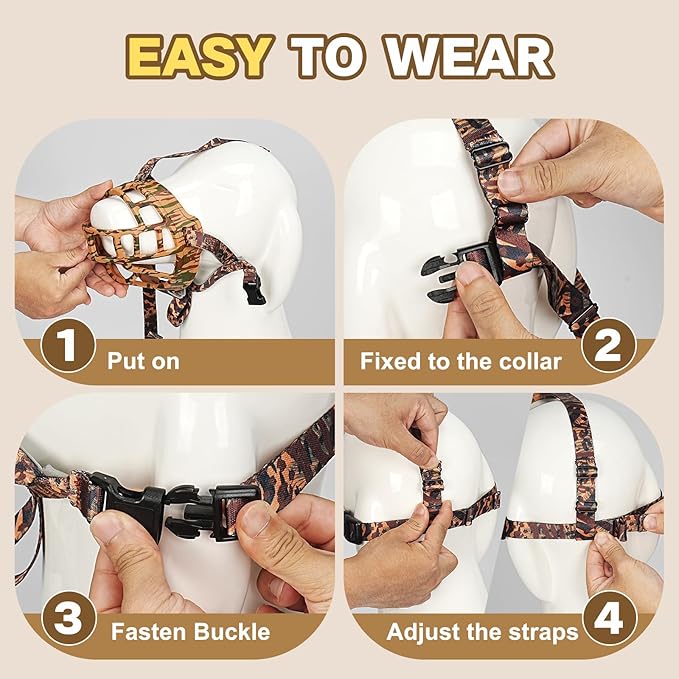 Basket Muzzle to Prevent Biting, Dog Muzzle for Large Medium Small Dogs Allows Panting Drinking Anti Chewing, Perfect for Grooming Trimming Training and Aggressive Reactive Dogs (Brown, Size 2)