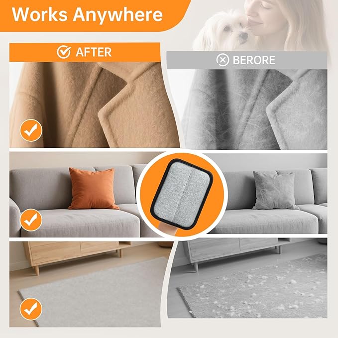 2 Pcs Static Pet Hair Removal Gloves, Reusable Electrostatic Pet Cat Dog Hair Remover Grooming Gloves Brush Tool for Couch, Furniture, Carpet, Car Seat