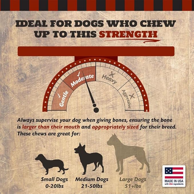 2" Beef Marrow Dog Bones for Aggressive Chewers, Small Breed Dog Treat, Natural, Tough, Chew Toy, Made in The USA, 6 Count
