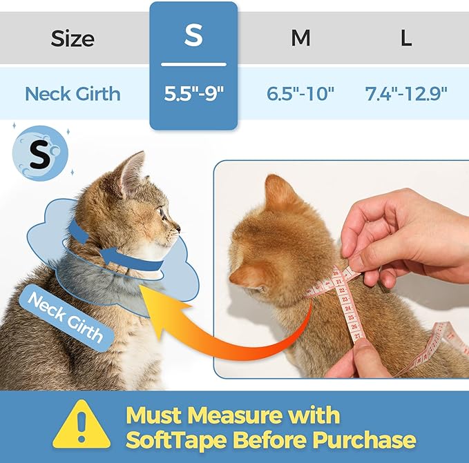 ComSaf Cat Cone Collar Soft, Protective Adjustable Cat Cones to Stop Licking After Surgery, Comfortable Lightweight Elizabethan Collar for Kitten Prevent from Licking Wounds, Not Block Vision