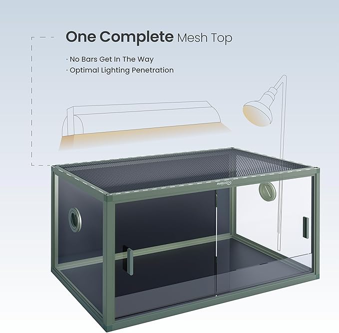 50 Gallon Bearded Dragon Tank, Reptile Enclosure for Easy Maintenance, Front Opening Reptile Tank with Top Screen Ventilation & Glass Sliding Door 36''x18''x18''