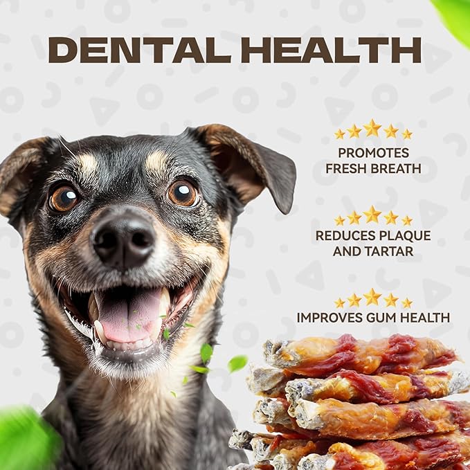 Chicken Duck Wrapped Cod Skin Sticks Dog Treats, Rawhide Free Dog Chews Long Lasting HealthTeeth Training Treats for Medium and Large Breed 10.58oz/12-14pcs
