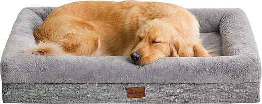 BFPETHOME XL Extra Orthopedic Dog Bed for Large Dogs – Washable Couch-Style Pet Bed with Supportive Bolster Sides, Removable Waterproof Cover, Non-Slip Bottom, Comfortable Dog Bed for Better Sleeping