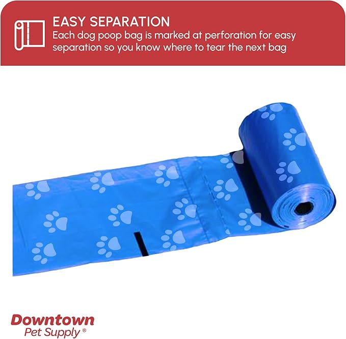 Downtown Pet Supply Rainbow Paw Print Poop Bags (2200 CT & 2 Dispensers) - Leak-Proof, Unscented, Clips to Leashes & Harnesses