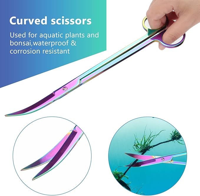 4 in 1 Quarium Aquascape Tools Kits, Anti-Rust Stainless Steel Aquatic Plant Aquascaping Tweezers, Scissors, Spatula for Aquarium Tank Cleaning Fish Tank Aquascape Tools Sets