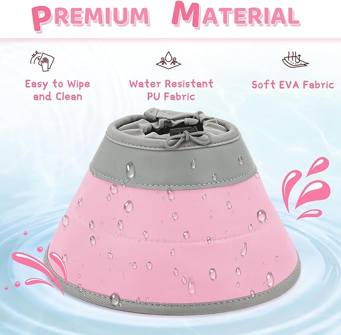 Cat Cone Collar Soft to Stop Licking, Adjustable, Foldable Lightweight Kitten Cones After Surgery Recovery for Cats & Kittens, Cat Cone Alternative (Solid Pink, L)