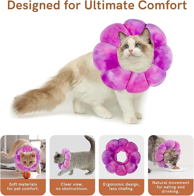 Cat Cone Collar Soft, Adjustable Cat Recovery Collar, Soft Cone for Cats Protective Cat Neck Cone After Surgery