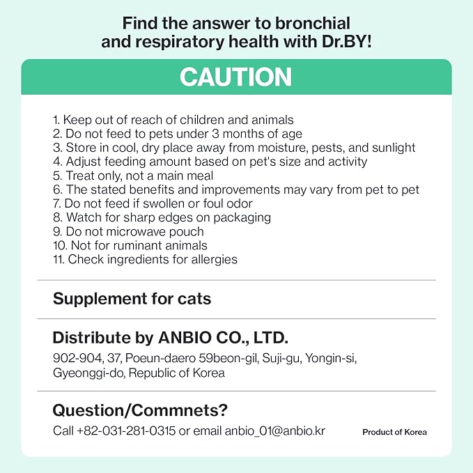 Dr.by Cat Breath Bronchial Supplements Cat Sneezing Treatment Asthma Cold Cough Nose Relief Respiratory&Immune Support with TF-343-30 lickable Formula Individually Packaged, Chicken (3 Packs (25.5OZ))