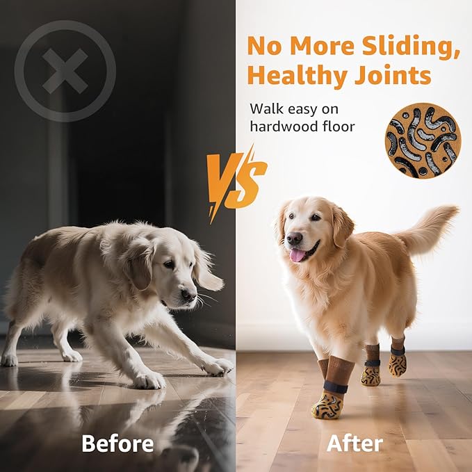 Double Sides Non-Slip Dog Socks to Prevent Licking Paws - Strong Traction for Paw Protector, Senior Dogs, Hardwood Floors, Dog Booties with Grippers X-Small