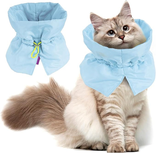 Cat Recovery Collar, Soft Adjustable Cat Cone Alternative, Lightweight Waterproof Fasteners Collars for Cats Kittens Puppies, After Surgery Stop Licking and Daily Use (Gray Blue, (Neck5.5-9.8"))