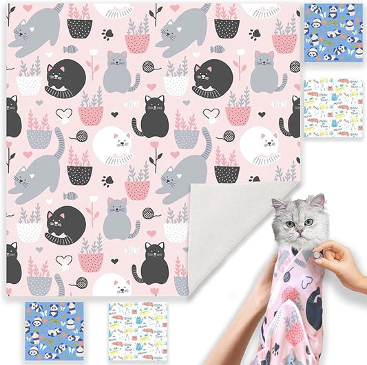 31.5" Cat Wrap for Grooming-Premium Cat Grooming Wrap Cat Restraint for Nail Clipping, Self-Adherent Soft Cat Blanket to Wrap Cat Anti-Scratch Anti-Escape Grooming Bag (Pink, XXL)