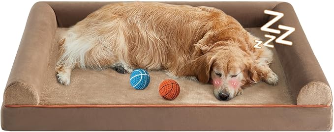 BFPETHOME Washable Large Dog Bed, Big Couch Bed with Removable Washable Cover, Orthopedic Egg-Crate Foam & Waterproof Lining