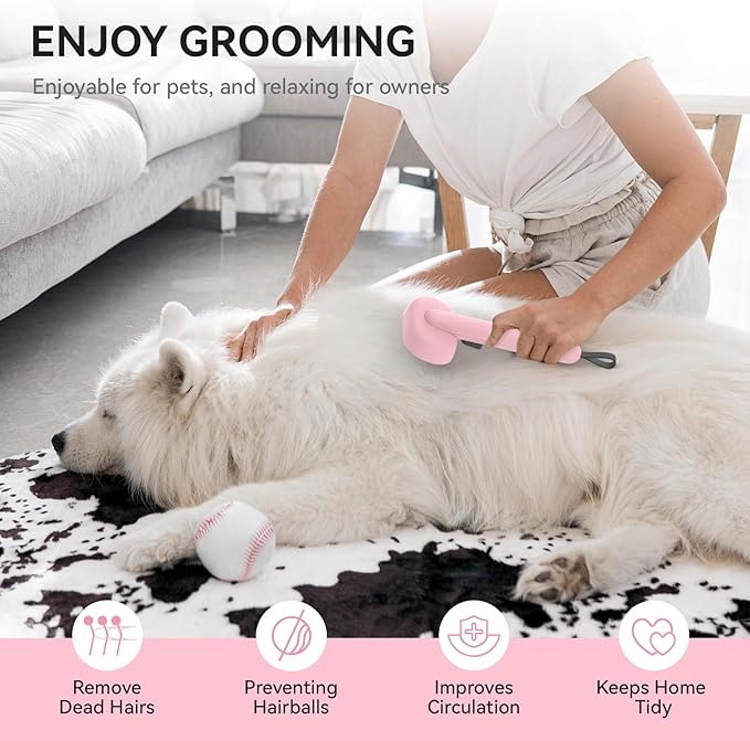 Aumuca Cat Brushes for Indoor Cats, Dog Hair Brush for Shedding, Cat Brush for Long or Short Haired Cats, Cat Grooming Deshedding Brush for Dog Kitten Horse Massage Removes Loose Fur, Pink