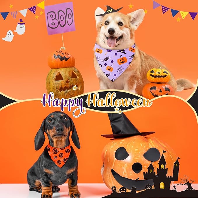Chunful 30 Pcs Holiday Dog Bandanas Bulk for Fall Thanksgiving Halloween Christmas with Maple Leaves Pumpkin Ghost Snowman Adjustable Triangle Pet Scarf for Small Medium Large 25.6 x 17.7 x 17.7 in