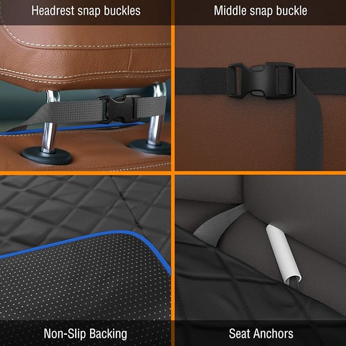 Active Pets Dog Car Seat Cover, Waterproof Front Seat Protector for SUV Truck Sedan, Pet Safety Travel Comfort System with Universal Fit, Blue