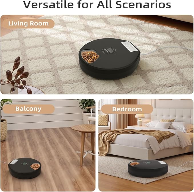 Automatic Pet Feeder for Wet & Dry Food, 5-Meal Timer Dispenser with 2 Ice Packs, Programmable Smart Feeder for Cats/Dogs – Keep Food Fresh Longer (Pet Feeder with 2 Ice Cube Tray)