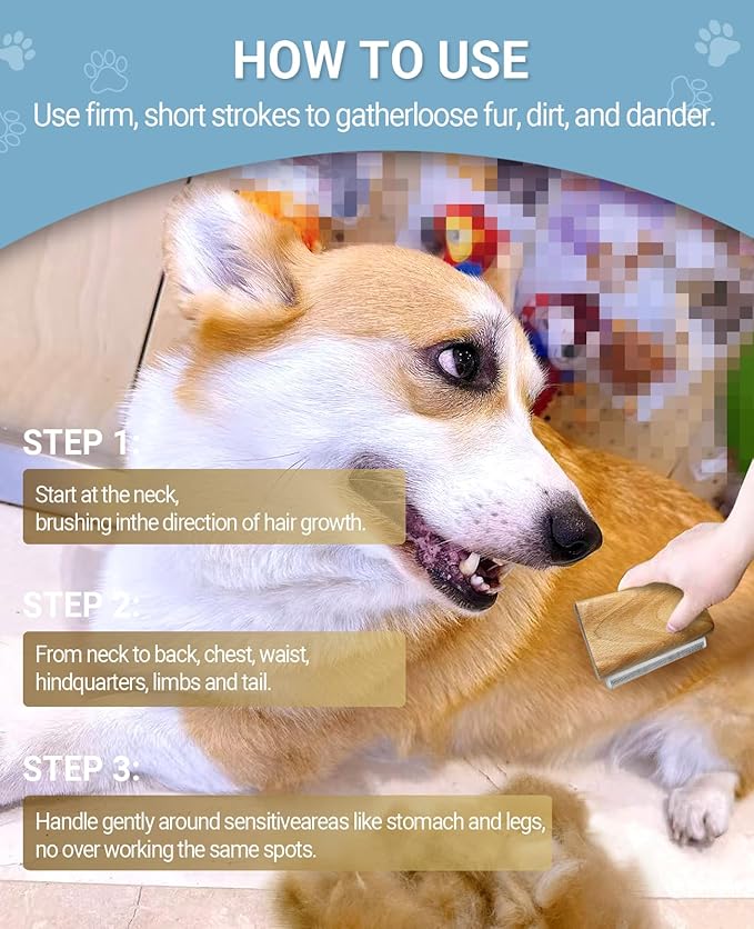 Dog Brush for Shedding | Pet Hair Removal Tool, Cat Grooming Supplies, Deshedding Dog Brush | Combs for cleaning and grooming short and long hair (S (3 Inch))