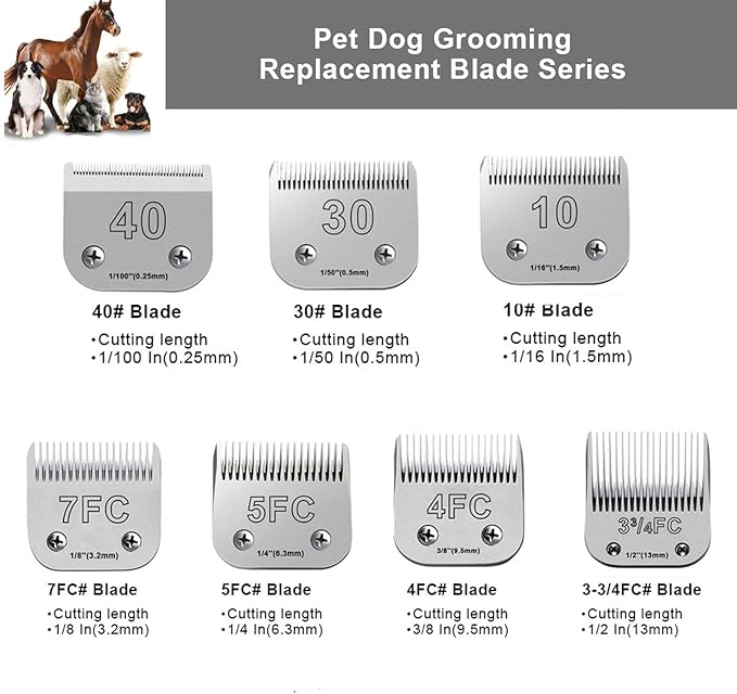 3pcs 5FC Blades for Dog Grooming Blades Compatible with Andis,Oster A5,Wahl km10 Dog Clippers,Size-#5FC, 1/4-Inch Cut Length (6.3mm) (3pcs #5FC (6.3mm))