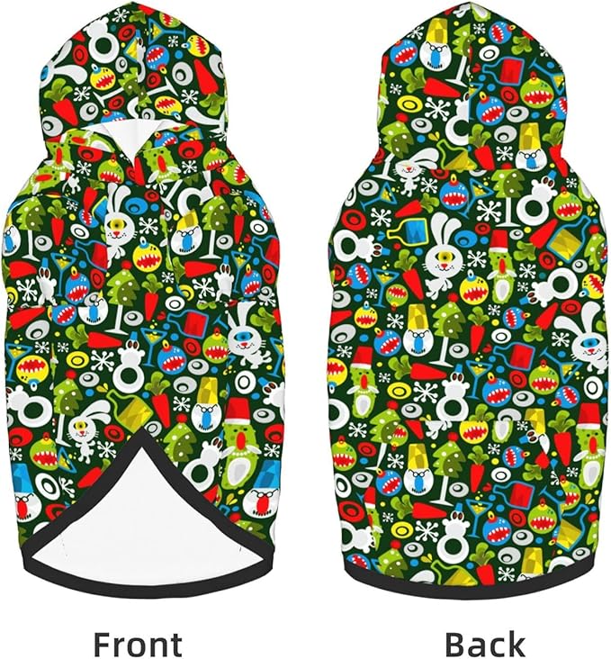 Christmas Green Monster Hoodie,Christmas Cosplay Dog Clothes with Pocket and Hat Winter Clothes Sweaters Small