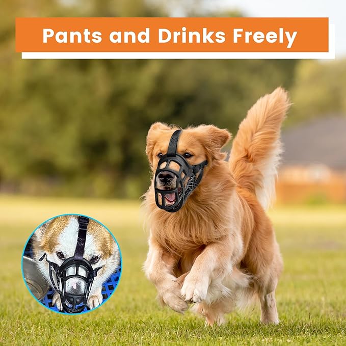 Dog Muzzle – Lightweight Breathable Basket Muzzle, Anti-Biting & Chewing, Adjustable Fit for Small, Medium & Large Dogs(Size1)