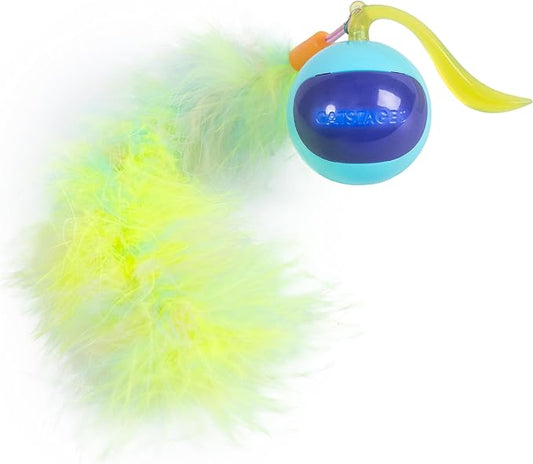 Catstages Roll & Chase Robot Toy –Interactive Electronic Cat Toy for Indoor with Feather Teaser Tail, Lights, USB Rechargeable, Automatic Moving Action for Active Play, Mental Stimulation & Enrichment