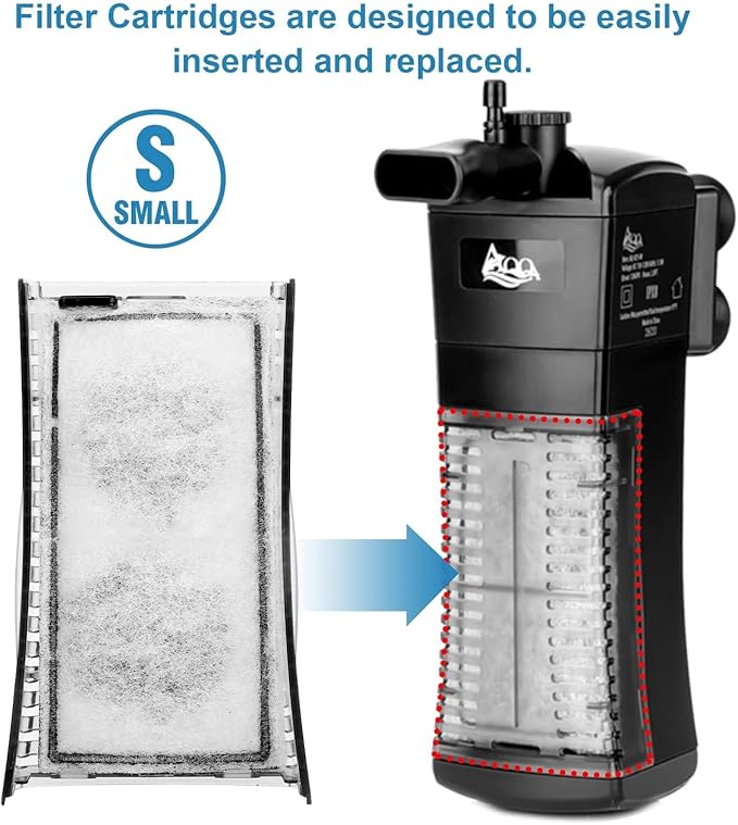 AQQA 8 Pack Aquarium Filter Cartridge Replacement Fish Tank Filter Cartridge for Aquarium Internal Filter (Small)