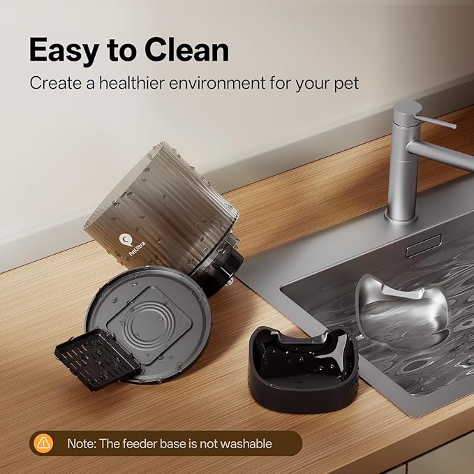 Automatic Cat Feeder WiFi- 5Ghz Cat Food Dispenser with APP Remote Control- Auto Pet Feeder for Small Dog Indoor- Easy to Set Up and Clean- Dual Power with Desiccant Bag& Stainless Steel