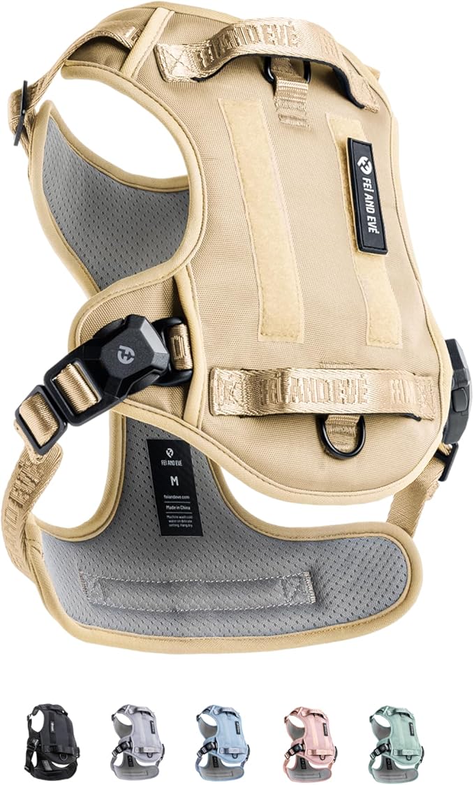 2025 New Edition, Fei & Eve MagEase Dog Harness - 3-Second Magnetic Buckles | 3-Point No-Pull Control | Heavy-Duty 900D Nylon | Dual Safety Handles | Breathable Mesh | Adjustable Fit,X-Large,Champagne
