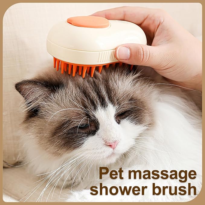 Cat Steam Brush, 3 in 1 Cat Steamy Brush, Silicone Massage Grooming Comb, Pet Hair Cleaning Misting Comb for Kittens(Avocado White)
