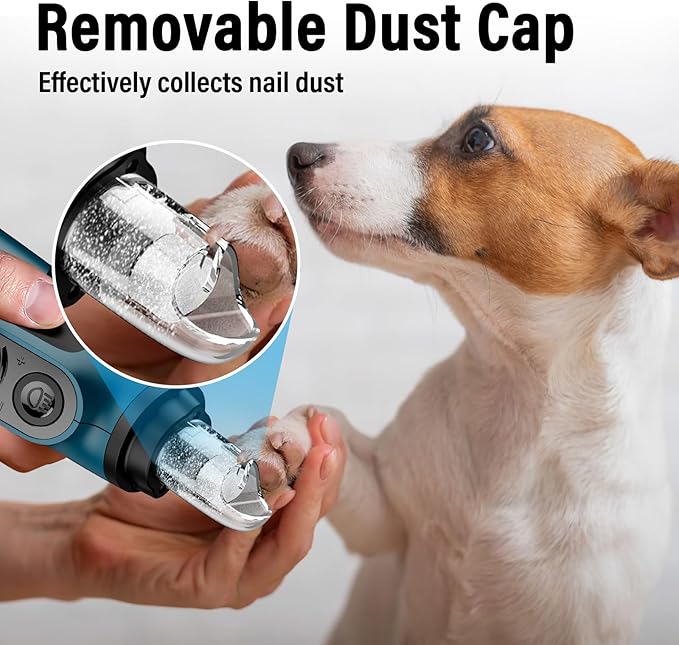 Casfuy Smart 6-Speed Dog Nail Grinder - 50% More Power Pet Nail Grinder with 2 LED Lights Quiet Rechargeable Electric Dog Nail Trimmers File Toenail Grinder for Large Medium Small Dogs & Cats (DB)
