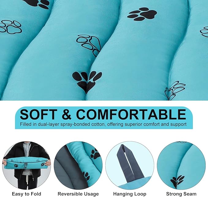 BINGPET Outdoor Travel Dog Bed for Large/Medium Dogs,Portable Waterproof Camping Mat with Carry Bag,Foldable Outside Bed,Machine Washable Indoor Pet Mat for Small,Medium and Large Dogs 26"x43"