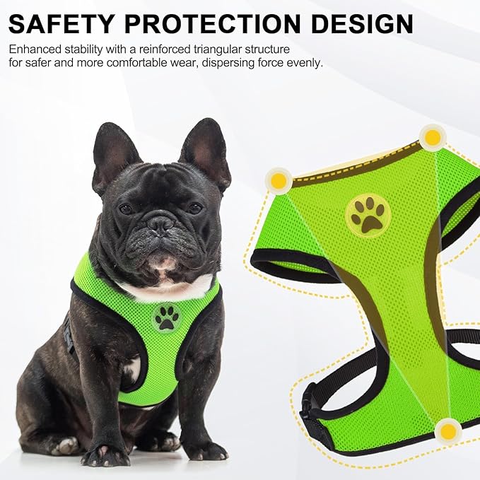 BINGPET No Pull Dog Harness,Soft Mesh Breathable All Weather Vest Harness,Safety Protection Design Durable Adjustable Step-in Easy Walk Dog Harness for Small Medium Large Dogs(Green,L)