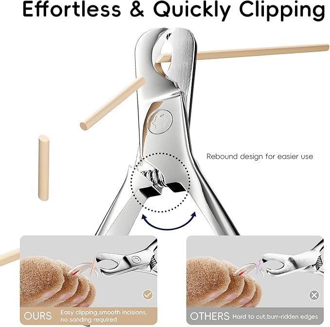 Dog Nail Clippers & Cat Nail Trimmers - Sharp Stainless Steel Professional Pet Nail Clippers for All Dogs, Thick Nails & Indoor Cats - Ergonomic Non-Slip Handle for Safe, Comfortable Grooming