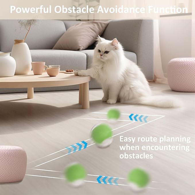 Chewie Viral Rolling Ball, Interactive Cat Toys Ball for Indoor, Cats Interactive Self Rolling Ball Dog Ball Automatic Cat Toy 360° Smart Automatic Rolling Pet Ball (Green)
