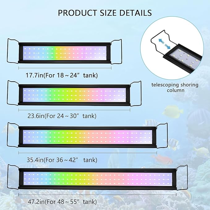 35W LED Aquarium Light for Plants,Full Spectrum Fish Tank Light with Timer,24/7 Lighting Cycle,Daylight Moonlight Mode Aquarium LED Light for 24"-30" Freshwater Planted Tank