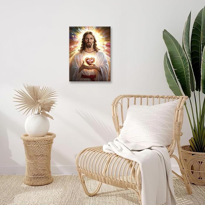 Christian Jesus Wall Art Religion Canvas Wall Decor Prints Framed Painting Jesus Pictures Gifts Artwork for Bathroom Living Dining Church 12"x16"