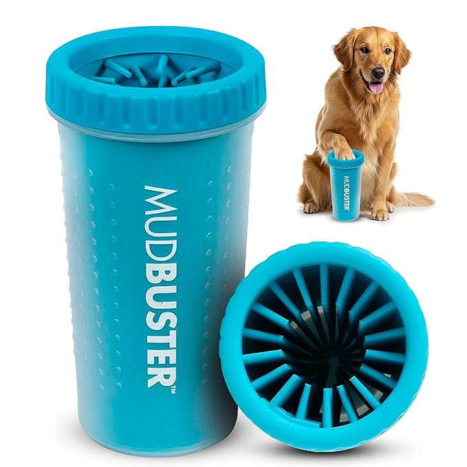 Dexas MudBuster Portable Dog Paw Cleaner, Large, Blue (PW720312)