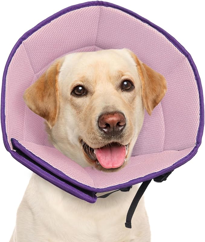 Dog Cone Collar L, Soft Cones for Large Medium Small Dogs,Adjustable Dog Cone Alternative to Stop Licking, Comfy Elizabethan Collar for After Surgery Wound Healing & Hot Spots Purple