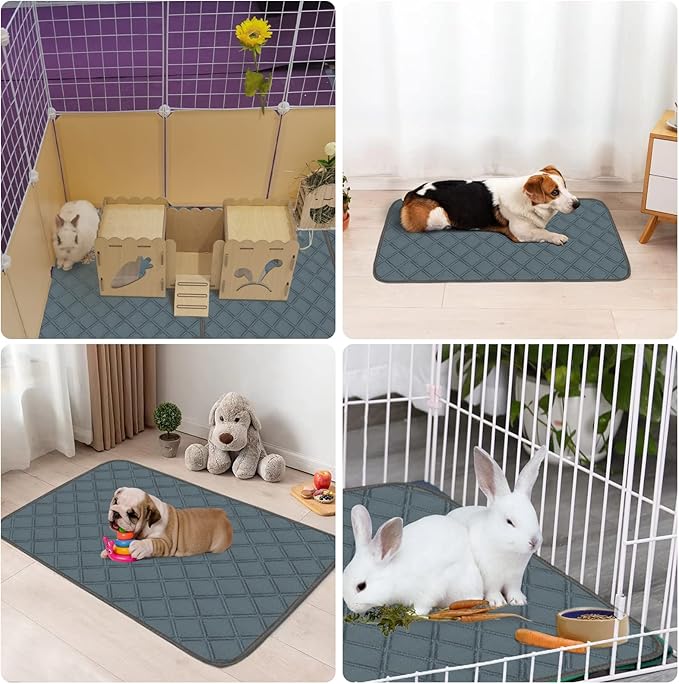 4 Pack Guinea Pig Cage Liners Washable Guinea Pig Bedding Super Absorbent | Waterproof | Non Slip| Reusable Guinea Pig Pee Pads for Small Animals Cages Rabbit Hamster Rat - 48" x 24"