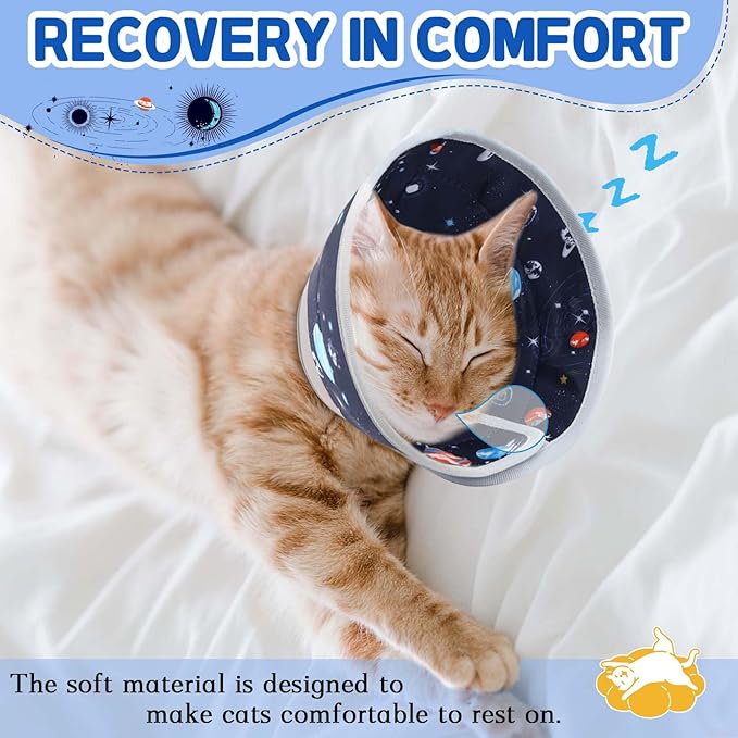 Cat Cone Collar Soft, Comfortable Cat Recovery Collar Pet Cone for Small Large Cats, Lightweight Elizabethan Collar for Cats Kittens After Surgery Prevent from Licking Wounds, Star, M