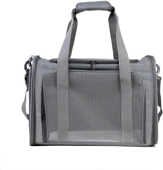 Airline Approved Soft Sided Pet Carrier for Small and Medium Dogs, Cats, and Puppies (Up to 15 lbs), Collapsible Portable Travel Bag for Dogs Cats (Grey)