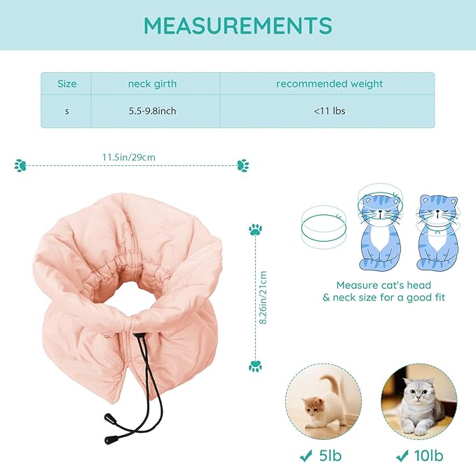 Cat Recovery Collar, Soft Adjustable Cat Cone Alternative, Lightweight Waterproof Fasteners Collars for Cats Kittens Puppies, After Surgery Stop Licking and Daily Use (Orange Pink, S(Neck5.5-9.8"))